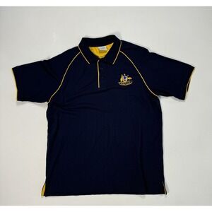 Oz Designs Australia Logo Polo Shirt Men's 2XL Navy Blue Golf Shirt Rugby Patch